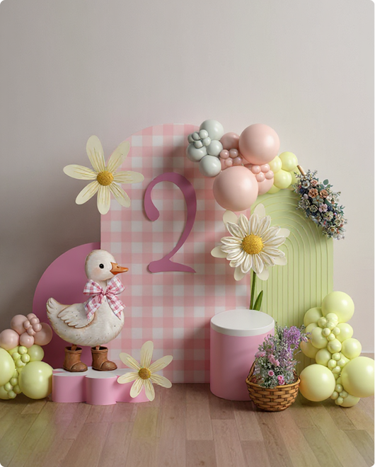 Vista realista de una decoración de cumpleaños